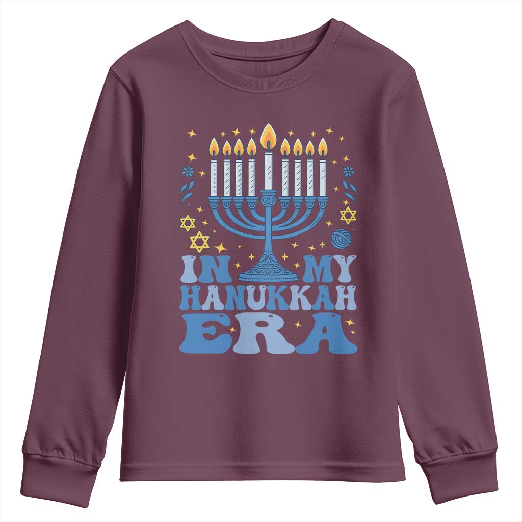 In My Hanukkah Era Youth Sweatshirt Festival Of Lights Gift TS12 Maroon Print Your Wear
