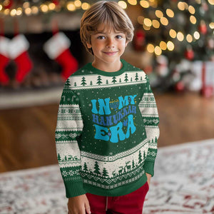 In My Hanukkah Era Ugly Christmas Sweater Jewish Holiday Celebration Gift TS12 Forest Green Beige Print Your Wear