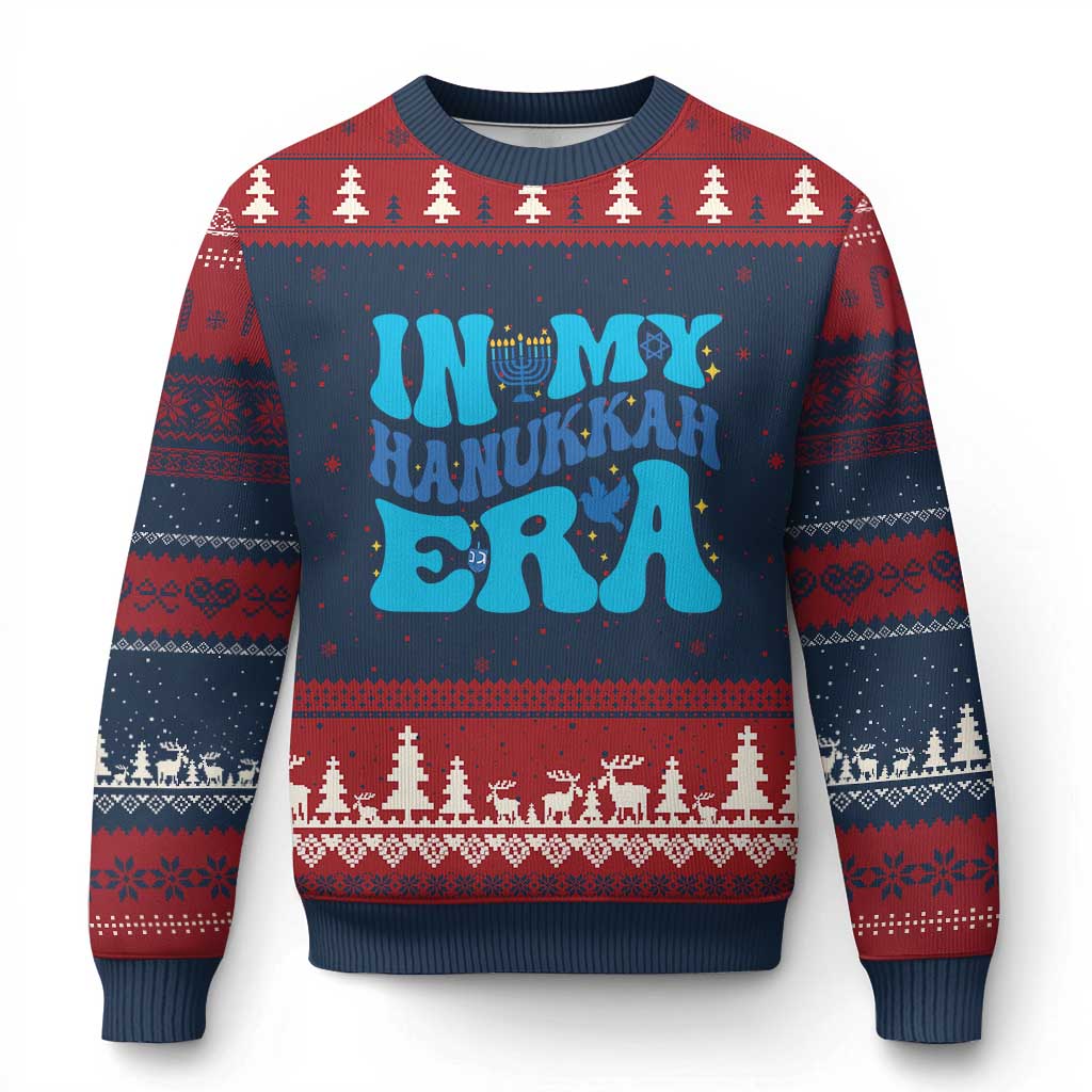 In My Hanukkah Era Ugly Christmas Sweater Jewish Holiday Celebration Gift TS12 Navy Red Print Your Wear