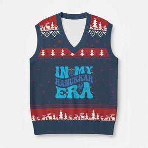 In My Hanukkah Era V-Neck Knit Sweater Vest Jewish Holiday Celebration Gift TS12 Navy Red Print Your Wear