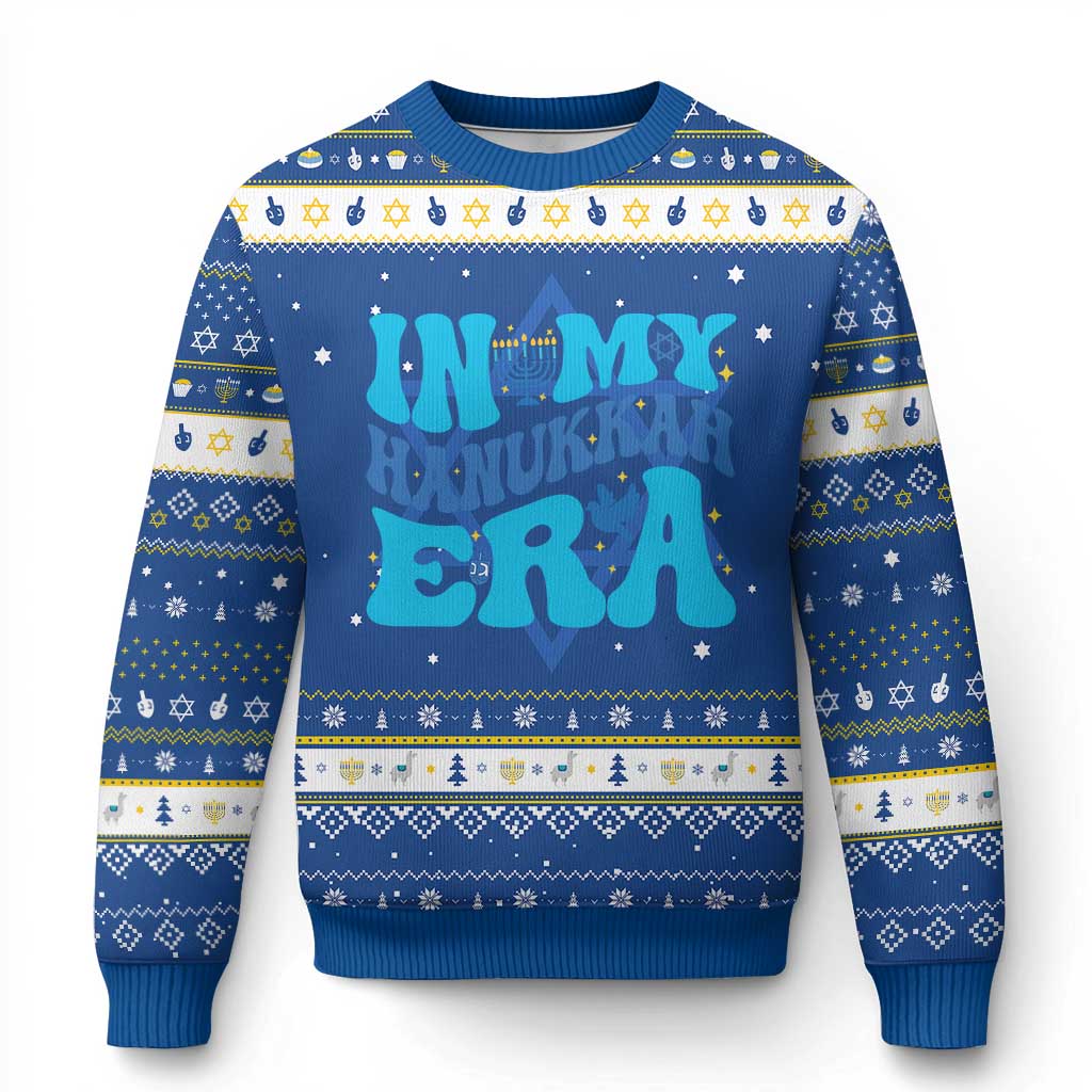 In My Chanukkah Era Hanukkah Ugly Sweater Jewish Holiday Celebration Gift TS12 Blue White Print Your Wear
