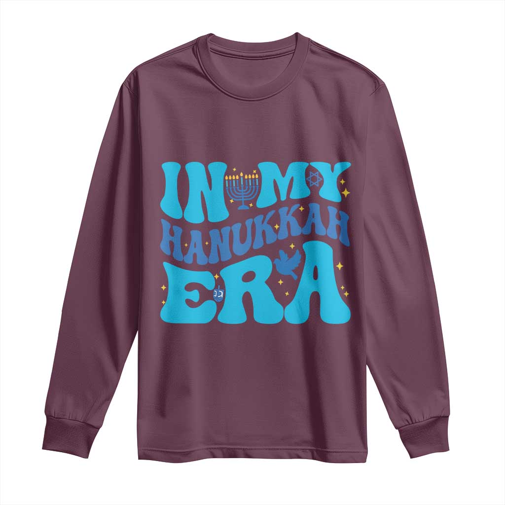 In My Hanukkah Era Long Sleeve Shirt Jewish Holiday Celebration Gift TS12 Maroon Print Your Wear