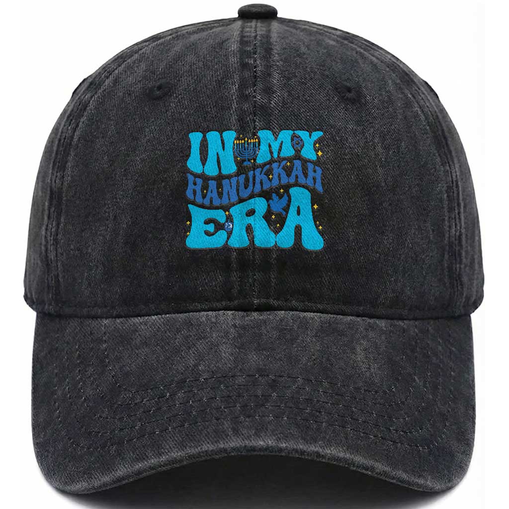 In My Hanukkah Era Washed Cotton Baseball Cap Jewish Holiday Celebration Gift TS12 Print Your Wear