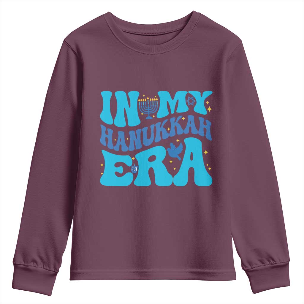 In My Hanukkah Era Youth Sweatshirt Jewish Holiday Celebration Gift TS12 Maroon Print Your Wear