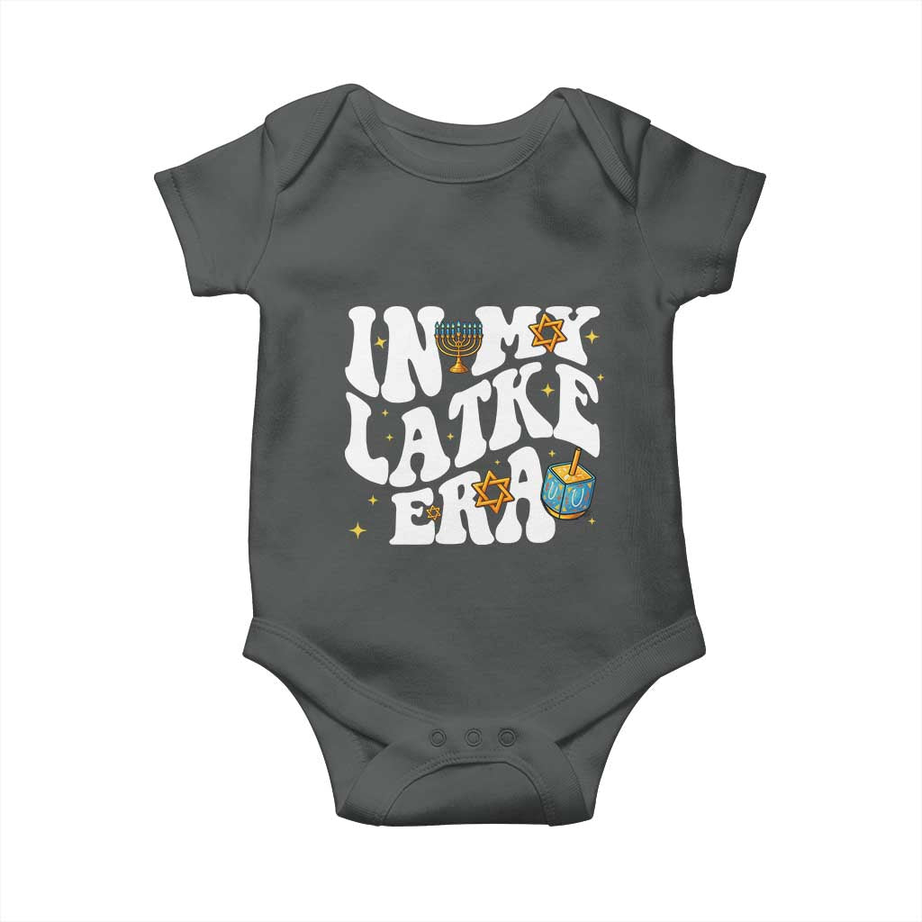 Hanukkah Jewish Holiday Gift Baby Onesie In My Latke Era TS12 Dark Heather Print Your Wear