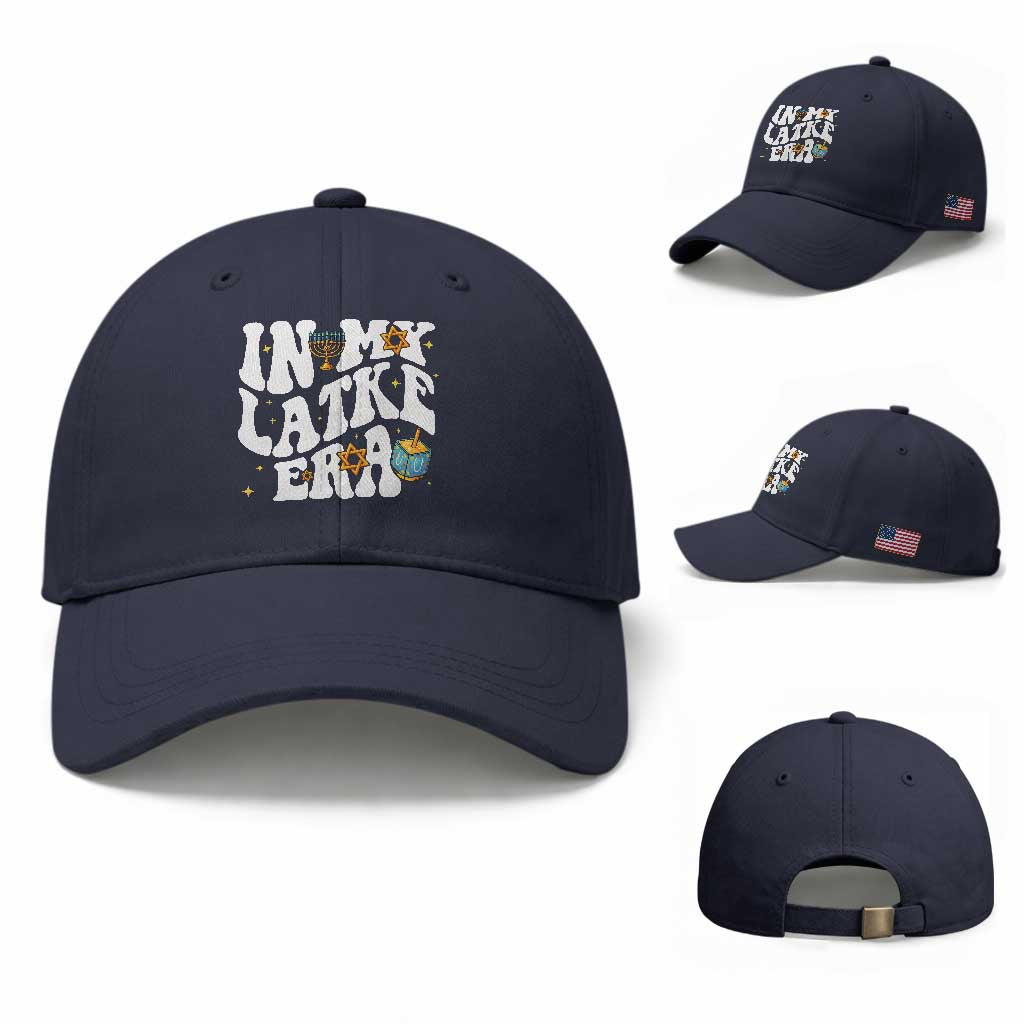 Hanukkah Jewish Holiday Gift Baseball Cap In My Latke Era TS12 Baseball Cap Universal Fit Navy Print Your Wear