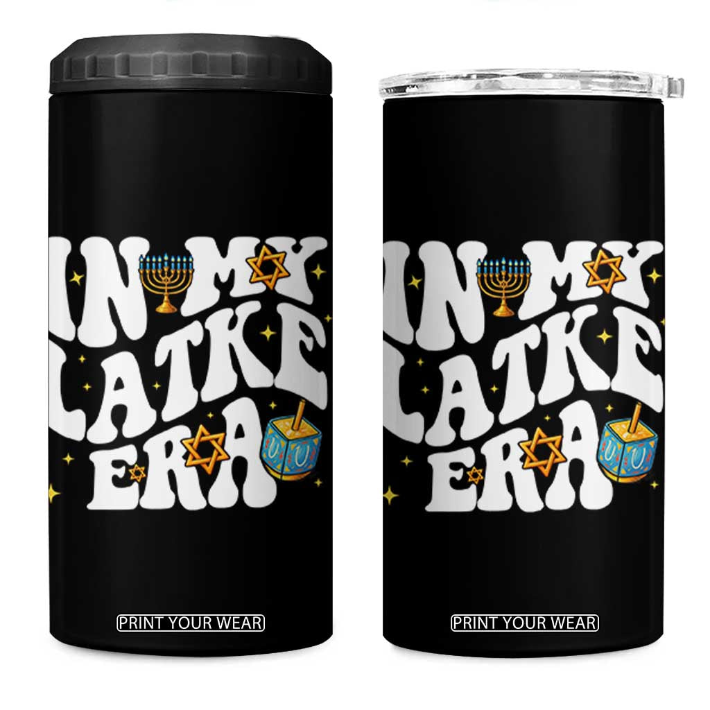 Hanukkah Jewish Holiday Gift 4 in 1 Can Cooler Tumbler In My Latke Era TS12 One Size: 16 oz Black Print Your Wear