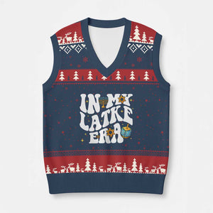 Hanukkah Jewish Holiday Gift V-Neck Knit Sweater Vest In My Latke Era TS12 Navy Red Print Your Wear