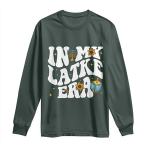 Hanukkah Jewish Holiday Gift Long Sleeve Shirt In My Latke Era TS12 Dark Forest Green Print Your Wear