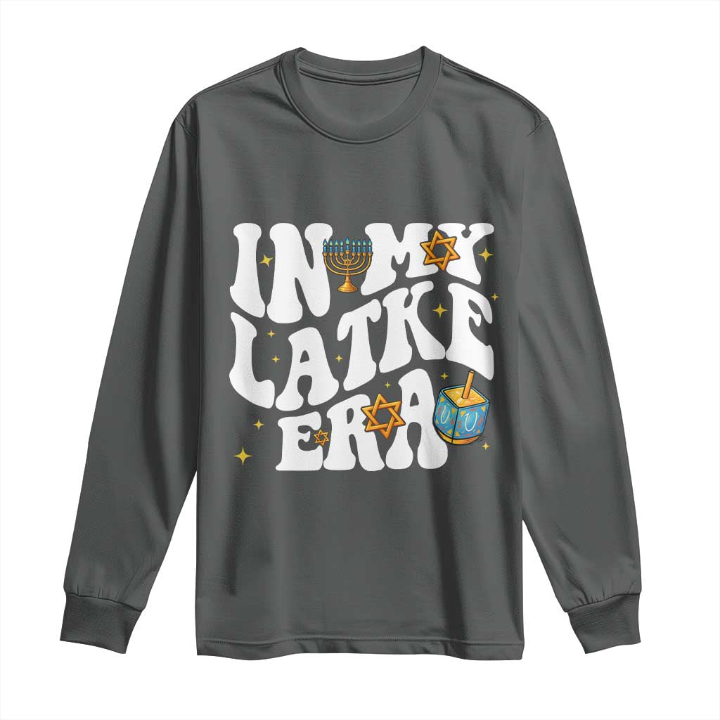 Hanukkah Jewish Holiday Gift Long Sleeve Shirt In My Latke Era TS12 Dark Heather Print Your Wear