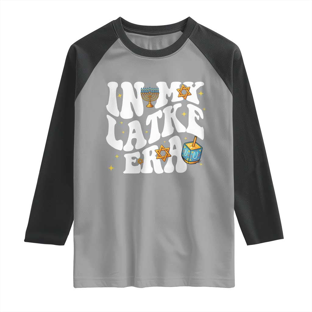 Hanukkah Jewish Holiday Gift Raglan Shirt In My Latke Era TS12 Sport Gray Black Print Your Wear