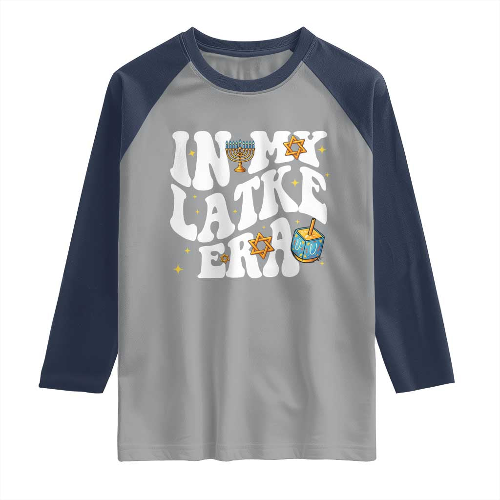 Hanukkah Jewish Holiday Gift Raglan Shirt In My Latke Era TS12 Sport Gray Navy Print Your Wear