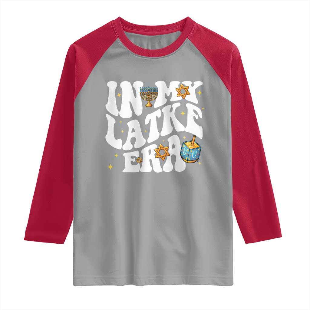 Hanukkah Jewish Holiday Gift Raglan Shirt In My Latke Era TS12 Sport Gray Red Print Your Wear