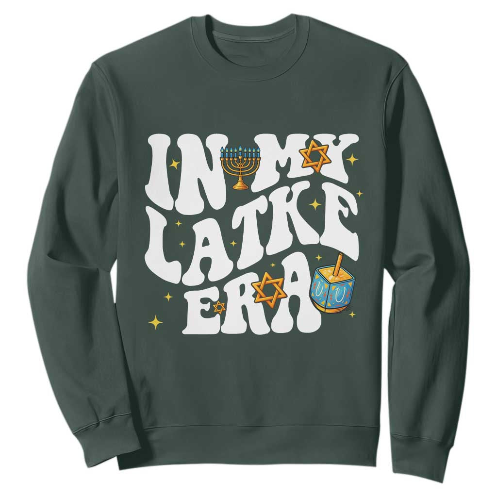 Hanukkah Jewish Holiday Gift Sweatshirt In My Latke Era TS12 Dark Forest Green Print Your Wear
