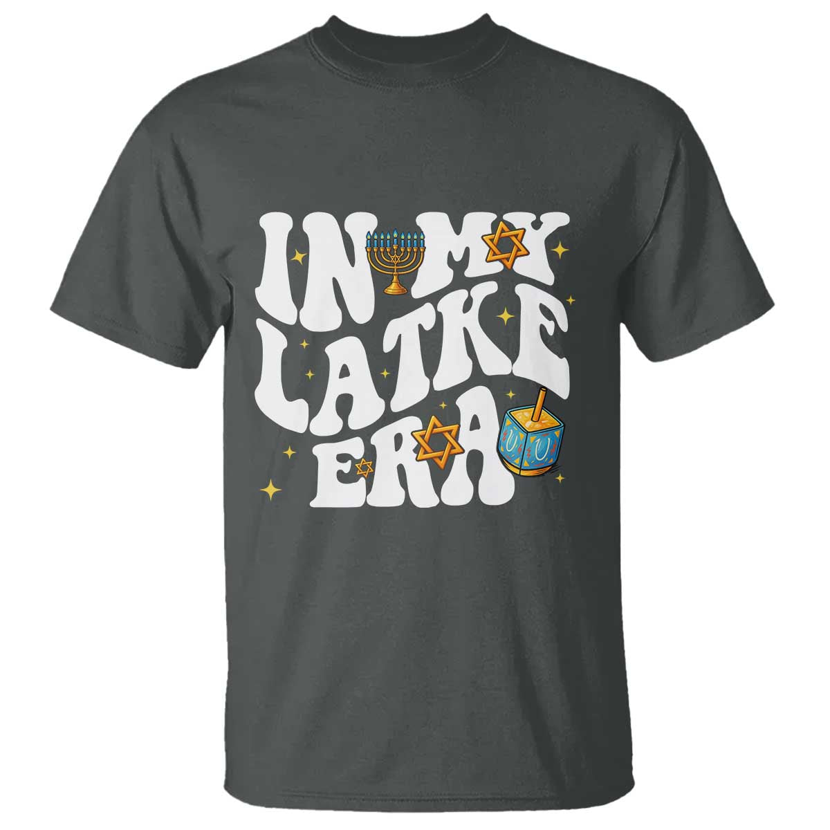 Hanukkah Jewish Holiday Gift T Shirt In My Latke Era TS12 Dark Heather Print Your Wear