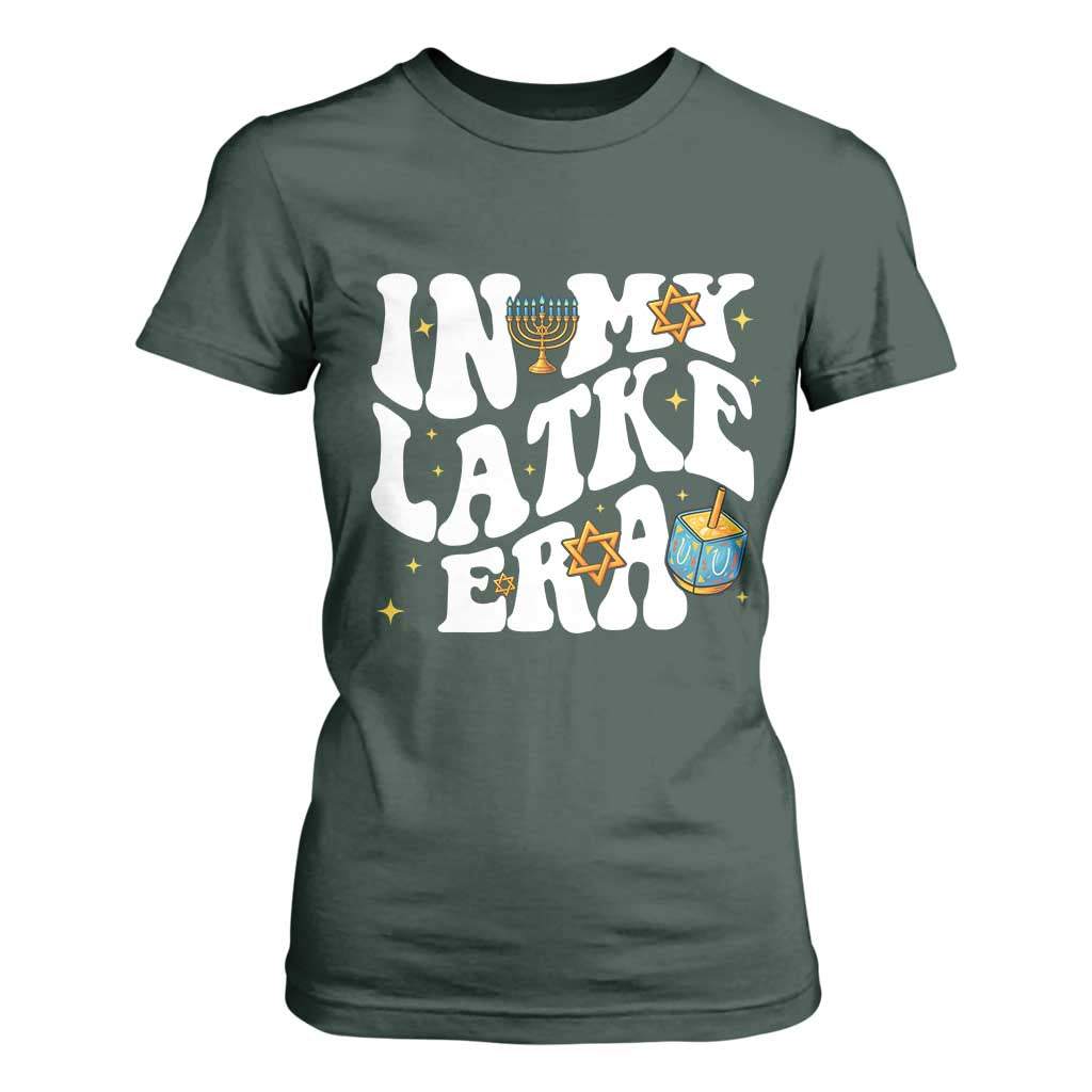 Hanukkah Jewish Holiday Gift T Shirt For Women In My Latke Era TS12 Dark Forest Green Print Your Wear