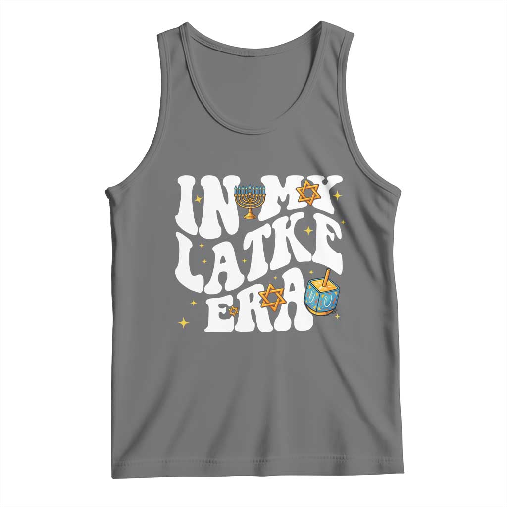 Hanukkah Jewish Holiday Gift Tank Top In My Latke Era TS12 Black Heather Print Your Wear