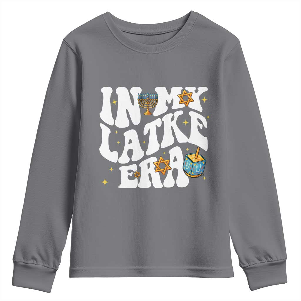 Hanukkah Jewish Holiday Gift Youth Sweatshirt In My Latke Era TS12 Charcoal Print Your Wear