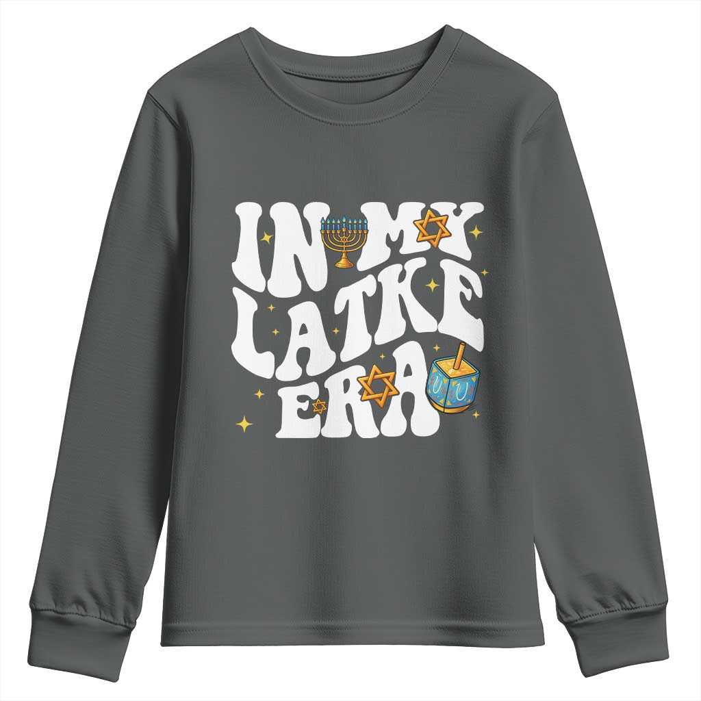Hanukkah Jewish Holiday Gift Youth Sweatshirt In My Latke Era TS12 Dark Heather Print Your Wear