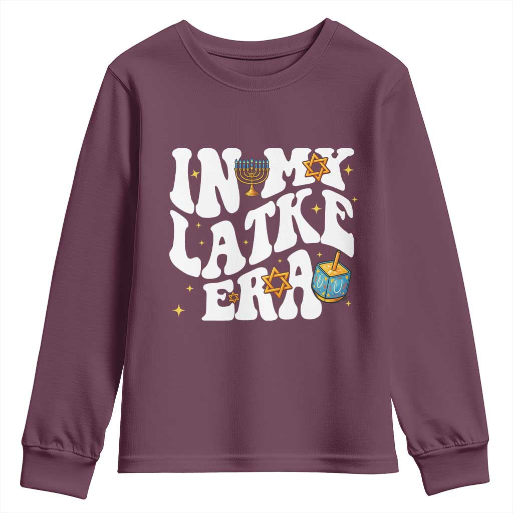 Hanukkah Jewish Holiday Gift Youth Sweatshirt In My Latke Era TS12 Maroon Print Your Wear