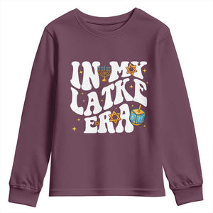 Hanukkah Jewish Holiday Gift Youth Sweatshirt In My Latke Era TS12 Maroon Print Your Wear
