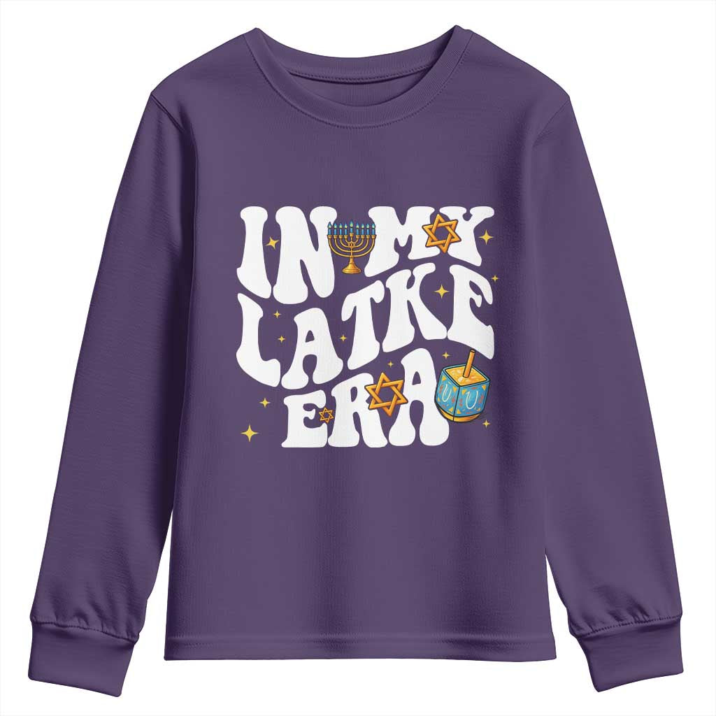 Hanukkah Jewish Holiday Gift Youth Sweatshirt In My Latke Era TS12 Purple Print Your Wear