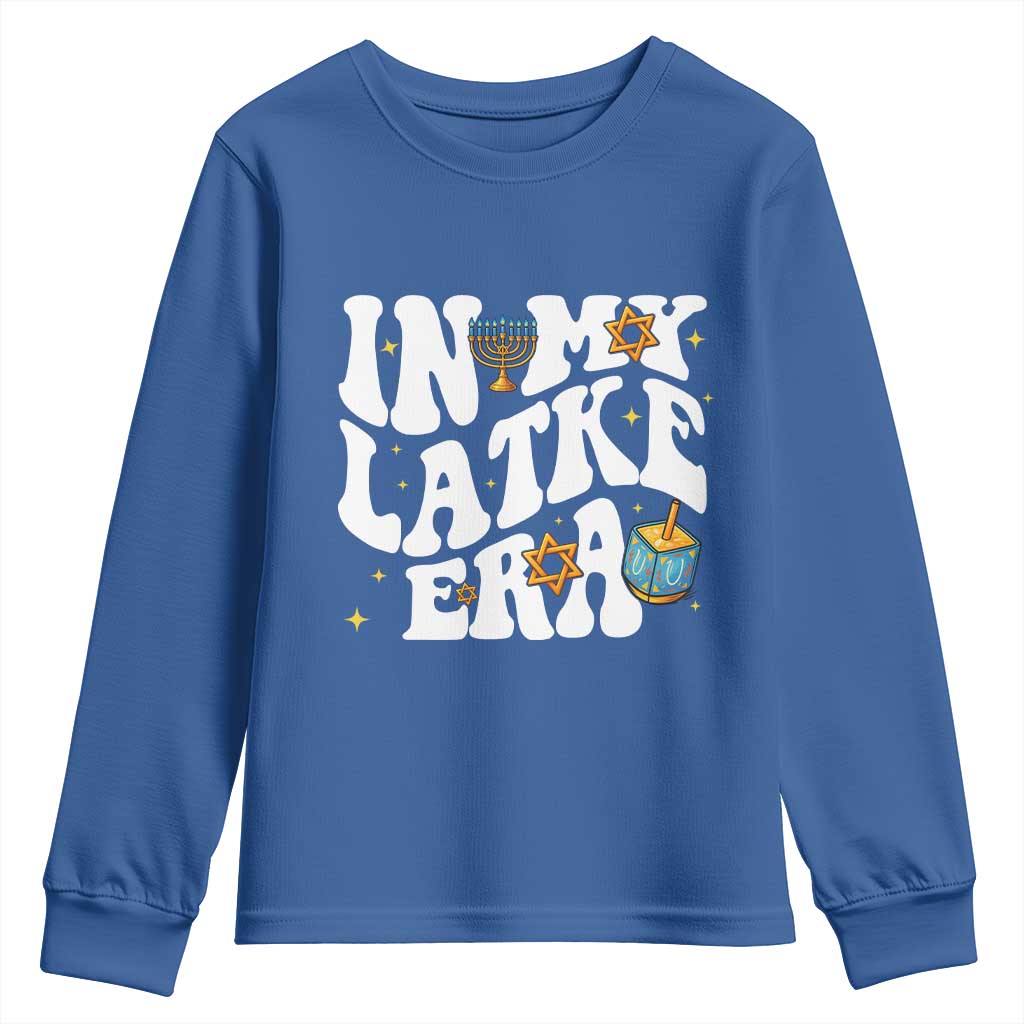 Hanukkah Jewish Holiday Gift Youth Sweatshirt In My Latke Era TS12 Royal Blue Print Your Wear