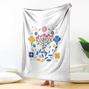 Hanukkah Floral Menorah Throw Blanket Jewish Gift For Women TS12 Print Your Wear