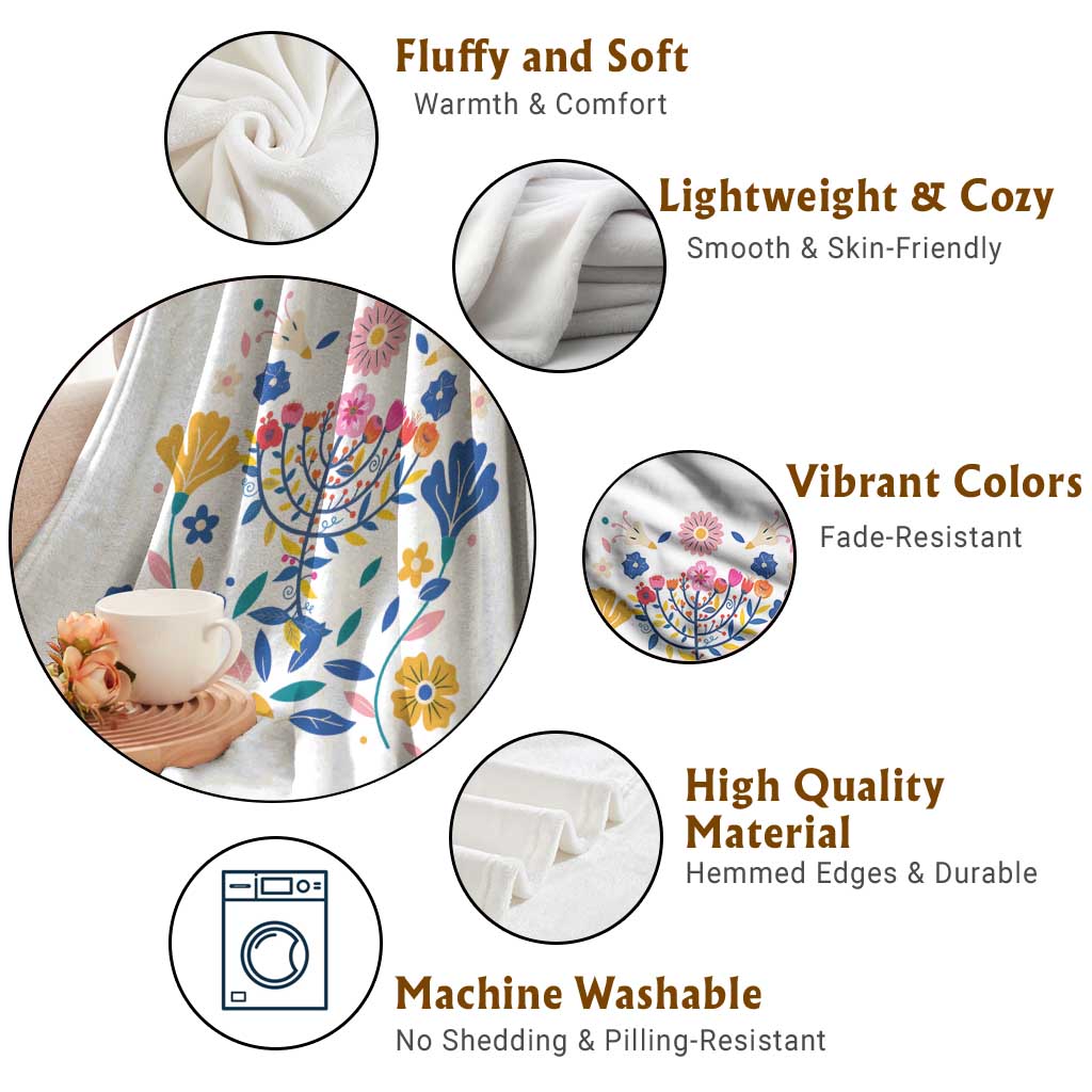 Hanukkah Floral Menorah Throw Blanket Jewish Gift For Women TS12 Print Your Wear