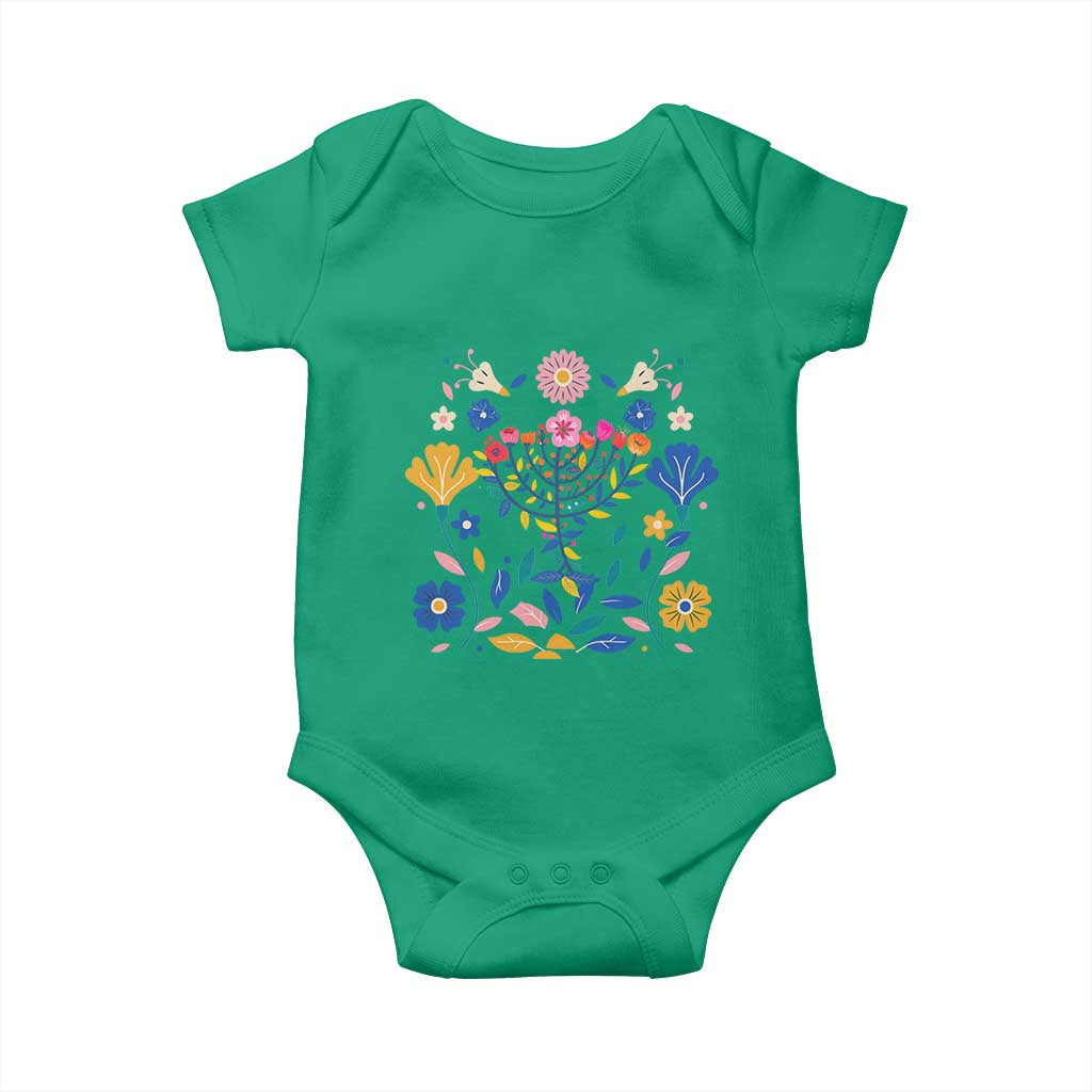 Hanukkah Floral Menorah Baby Onesie Jewish Gift For Women TS12 Irish Green Print Your Wear