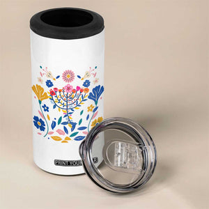 Hanukkah Floral Menorah 4 in 1 Can Cooler Tumbler Jewish Gift For Women TS12 Print Your Wear
