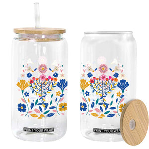 Hanukkah Floral Menorah Glass Can Jewish Gift For Women TS12 Print Your Wear