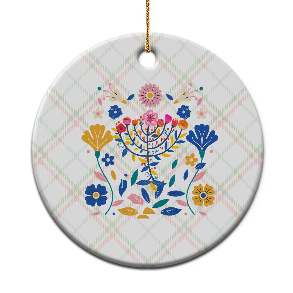 Hanukkah Floral Menorah Ceramic Ornament Jewish Gift For Women TS12 1pc Christmas Plaid Print Your Wear