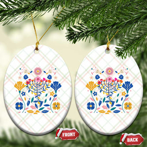 Hanukkah Floral Menorah Ceramic Ornament Jewish Gift For Women TS12 Print Your Wear