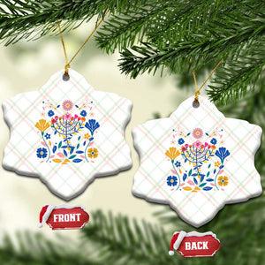 Hanukkah Floral Menorah Ceramic Ornament Jewish Gift For Women TS12 Print Your Wear
