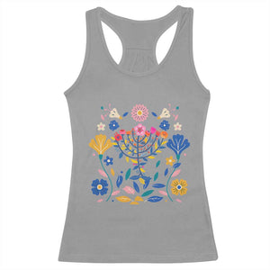 Hanukkah Floral Menorah Racerback Tank Top Jewish Gift For Women TS12 Sport Gray Print Your Wear