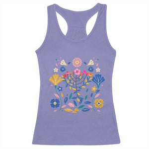 Hanukkah Floral Menorah Racerback Tank Top Jewish Gift For Women TS12 Violet Print Your Wear