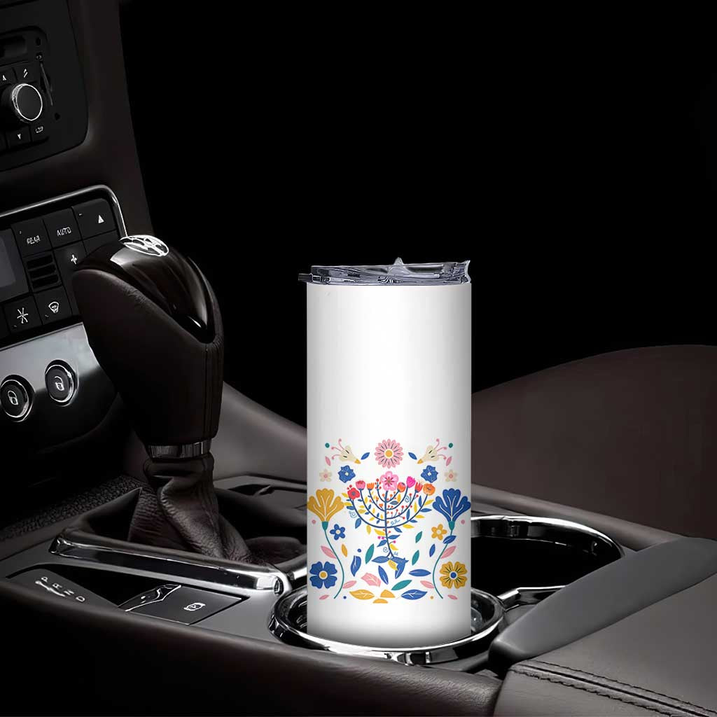 Hanukkah Floral Menorah Skinny Tumbler Jewish Gift For Women TS12 Print Your Wear