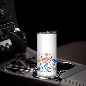 Hanukkah Floral Menorah Skinny Tumbler Jewish Gift For Women TS12 Print Your Wear