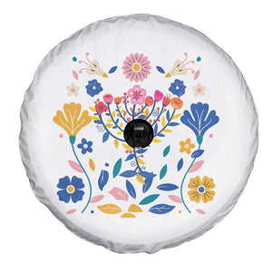 Hanukkah Floral Menorah Spare Tire Cover Jewish Gift For Women TS12 Print Your Wear