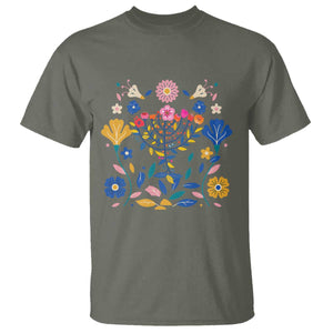 Hanukkah Floral Menorah T Shirt Jewish Gift For Women TS12 Military Green Print Your Wear