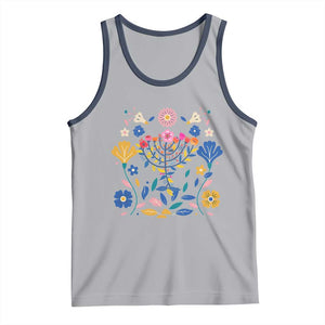 Hanukkah Floral Menorah Tank Top Jewish Gift For Women TS12 Athletic Heather Navy Print Your Wear