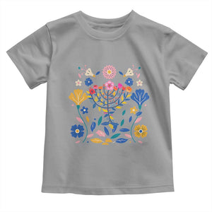 Hanukkah Floral Menorah Toddler T Shirt Jewish Gift For Women TS12 Sport Gray Print Your Wear