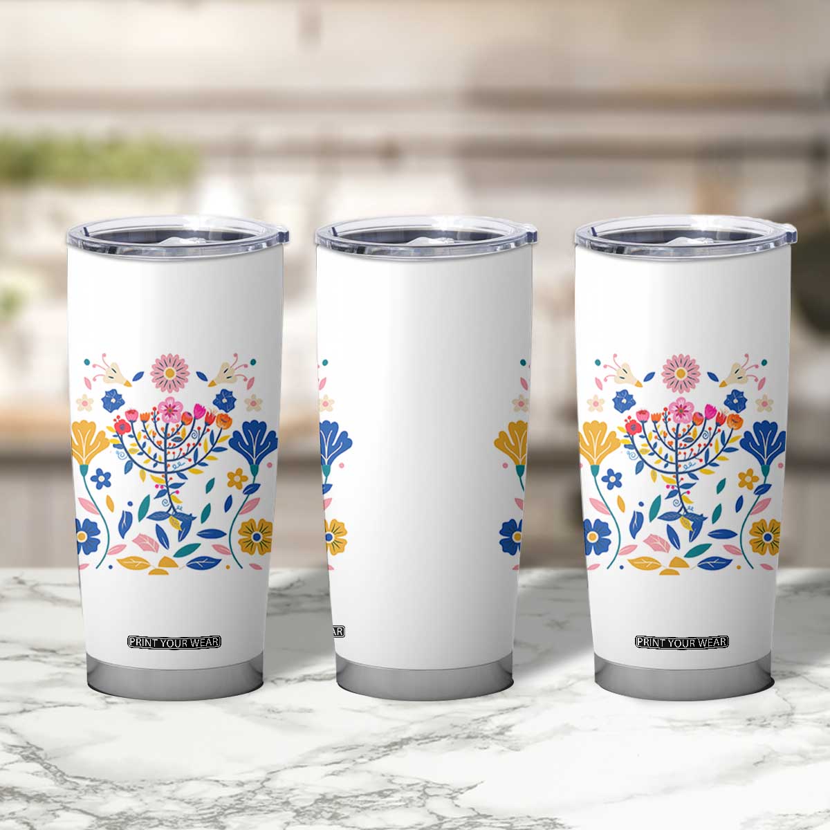 Hanukkah Floral Menorah Tumbler Cup Jewish Gift For Women TS12 Print Your Wear