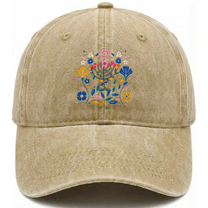 Hanukkah Floral Menorah Washed Cotton Baseball Cap Jewish Gift For Women TS12 Print Your Wear