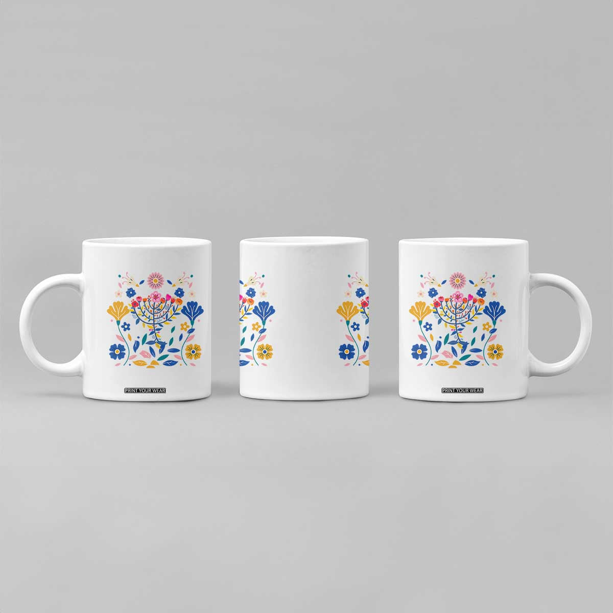 Hanukkah Floral Menorah Coffee Mug Jewish Gift For Women TS12 Print Your Wear