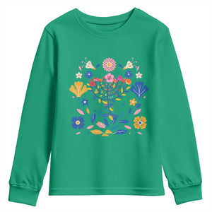 Hanukkah Floral Menorah Youth Sweatshirt Jewish Gift For Women TS12 Irish Green Print Your Wear