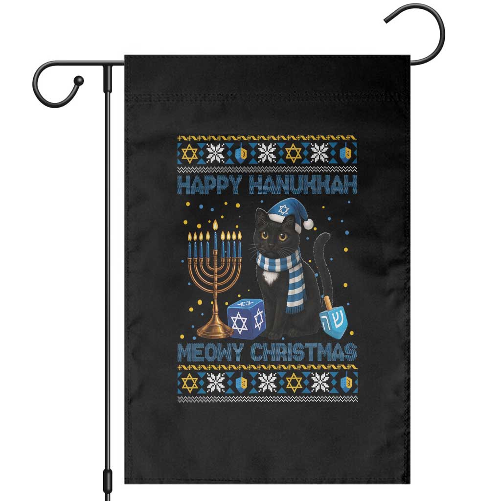 Hanukkah Cat Lover Gifts Garden Flag Happy Hanukkah Meowy Christmas TS12 Black Print Your Wear