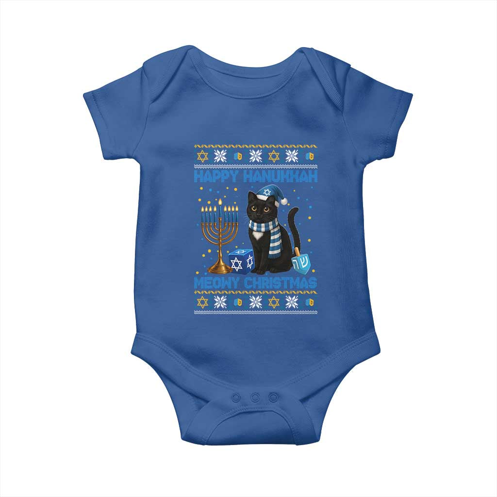 Hanukkah Cat Lover Gifts Baby Onesie Happy Hanukkah Meowy Christmas TS12 Royal Blue Print Your Wear