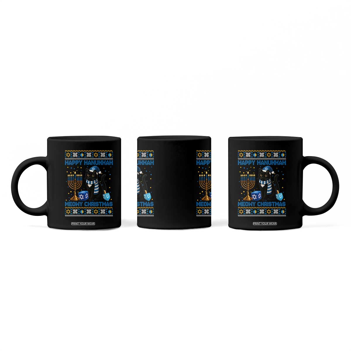 Hanukkah Cat Lover Gifts Coffee Mug Happy Hanukkah Meowy Christmas TS12 Print Your Wear